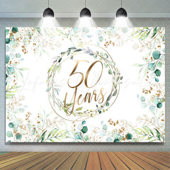 Lofaris Green Plant Glitter Gold Happy 50Th Birthday Backdrop