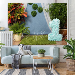Lofaris Green Plant Grass First Birthday Photo Backdrop for Party