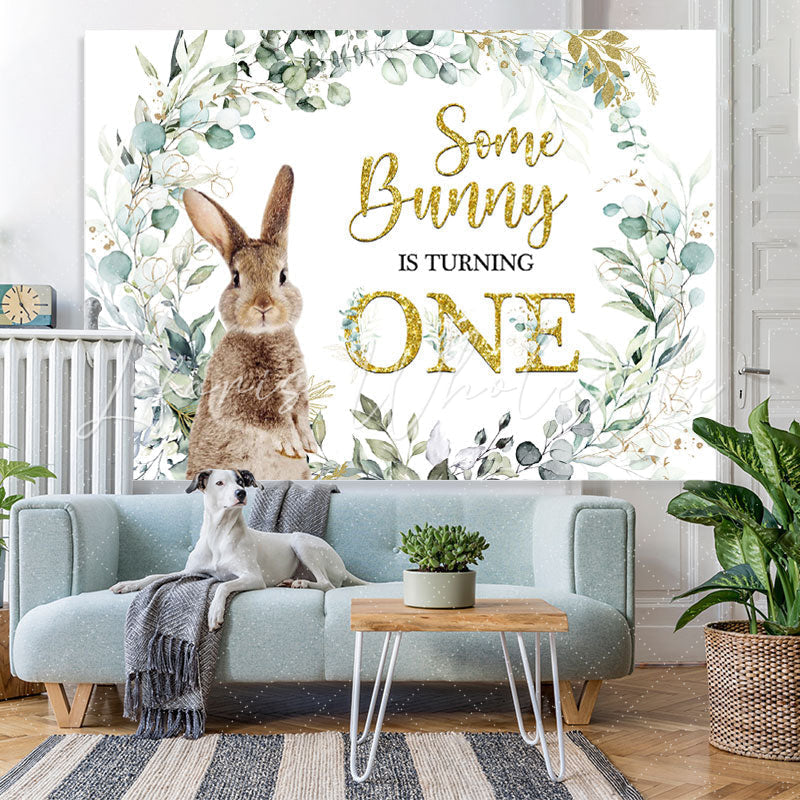 Lofaris Green Plant Some Bunny Is Turning One Birthday Backdrop