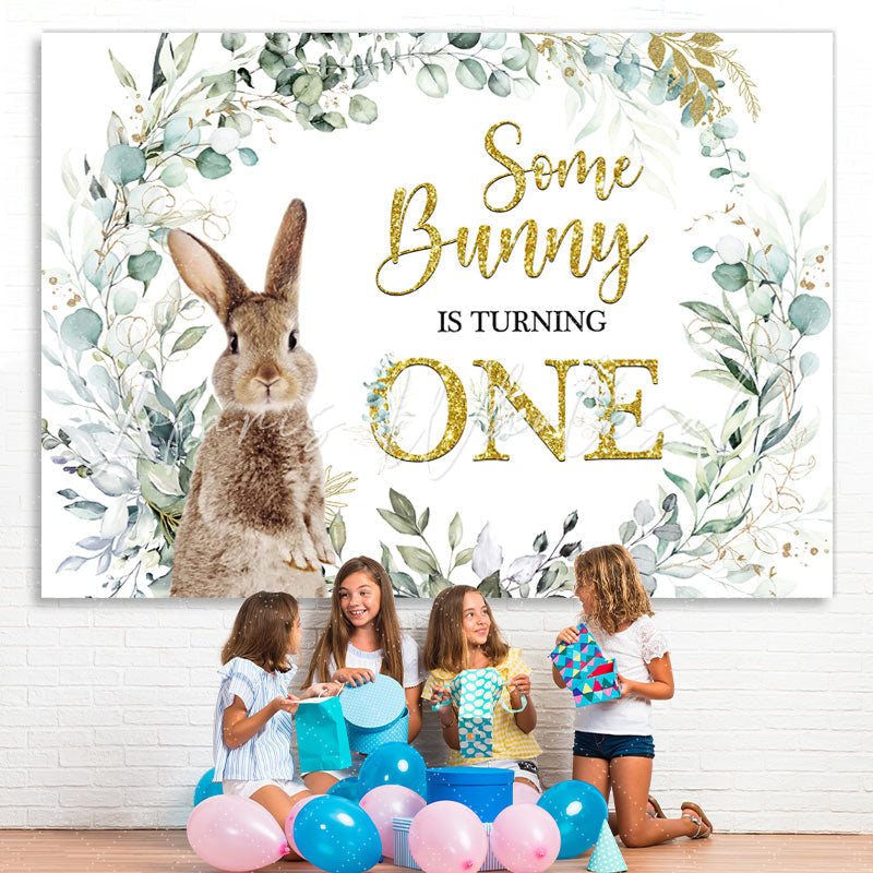 Lofaris Green Plant Some Bunny Is Turning One Birthday Backdrop