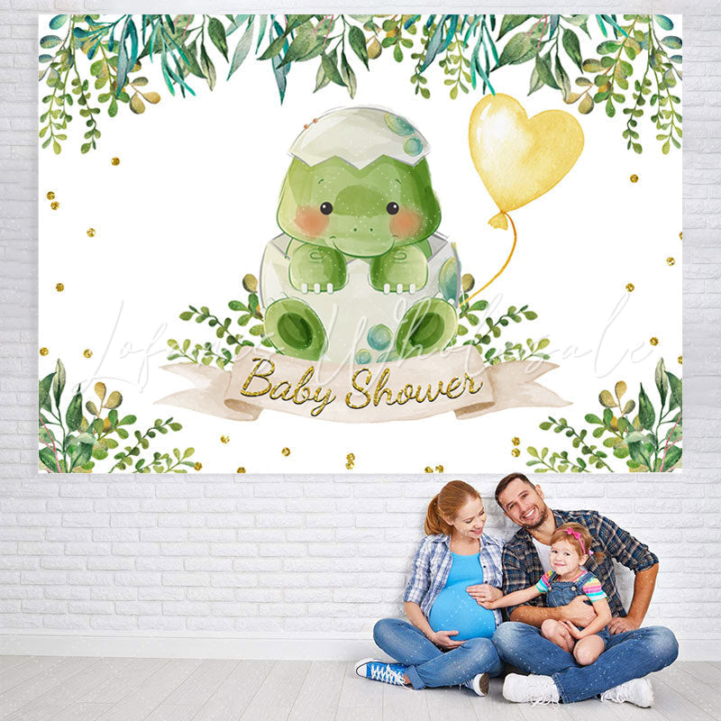 Lofaris Green Plants And Tirtle With Heart Baby Shower Backdrop