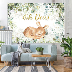 Lofaris Green Plants Oh Deer Baby Shower Backdrop For Boys