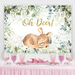 Lofaris Green Plants Oh Deer Baby Shower Backdrop For Boys