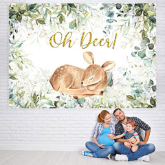 Lofaris Green Plants Oh Deer Baby Shower Backdrop For Boys