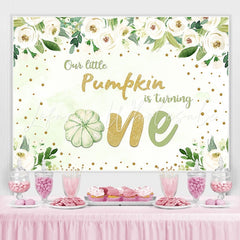 Lofaris Green pumpkin Flowers 1st birthday backdrop decorations