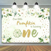 Lofaris Green pumpkin Flowers 1st birthday backdrop decorations