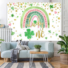 Lofaris Green Rainbow Heart Grass Happy Birthday Backdrop