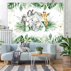 Lofaris Green Safaris Leaf Simple Baby Shower Backdrop For Boy