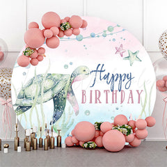 Lofaris Green Sea Turtle Starfish Boho Circle Birthday Backdrop