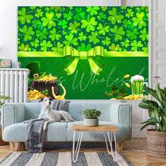 Lofaris Green Shamrock And Gold Coins Baby Shower Backdrop