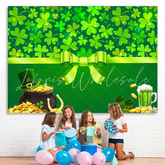 Lofaris Green Shamrock And Gold Coins Baby Shower Backdrop