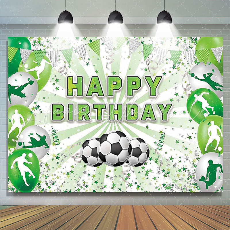 Lofaris Green Soccer Themed Happy Birthday Party Backdrop