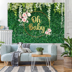 Lofaris Green Spring With Floral Baby Shower Backdrop