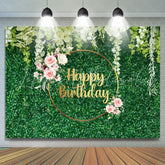 Lofaris Green Spring With Floral Happy Birthday Backdrop