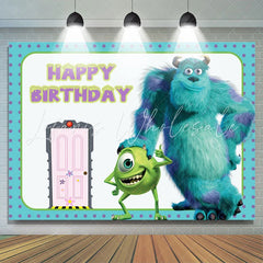 Lofaris Green Theme Cartoon Monster Birthday Party Backdrop