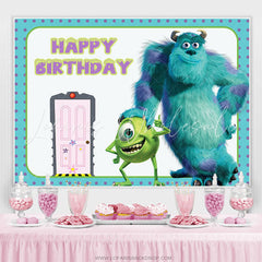 Lofaris Green Theme Cartoon Monster Birthday Party Backdrop