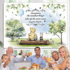 Lofaris Green Trees And Blue Balloon Bear Birhday Backdrop