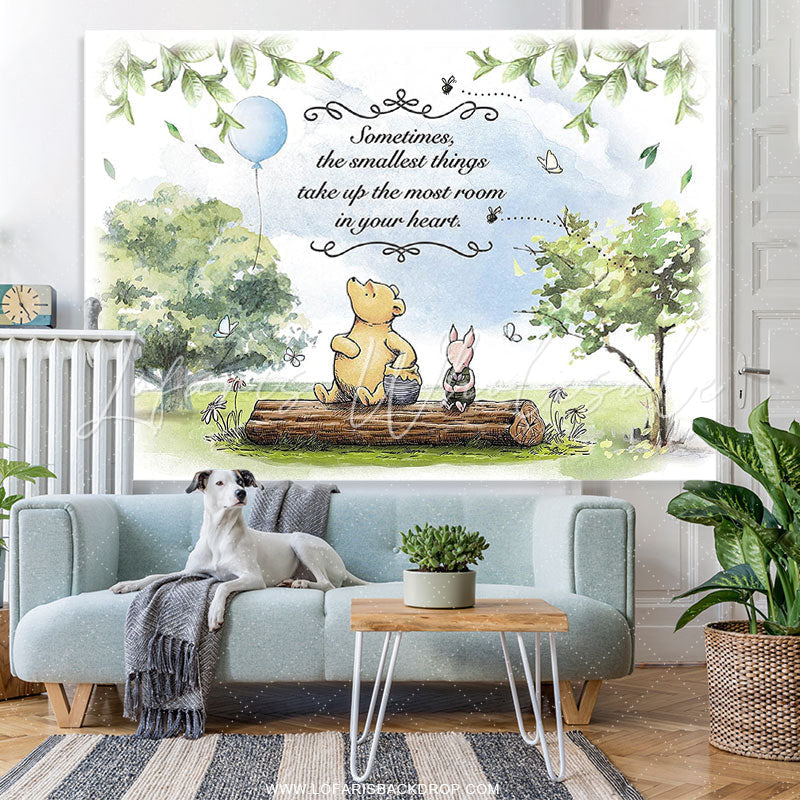 Lofaris Green Trees And Blue Balloon Bear Birhday Backdrop