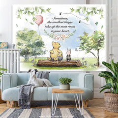 Lofaris Green Trees And Pink Balloon Bear Birhday Backdrop