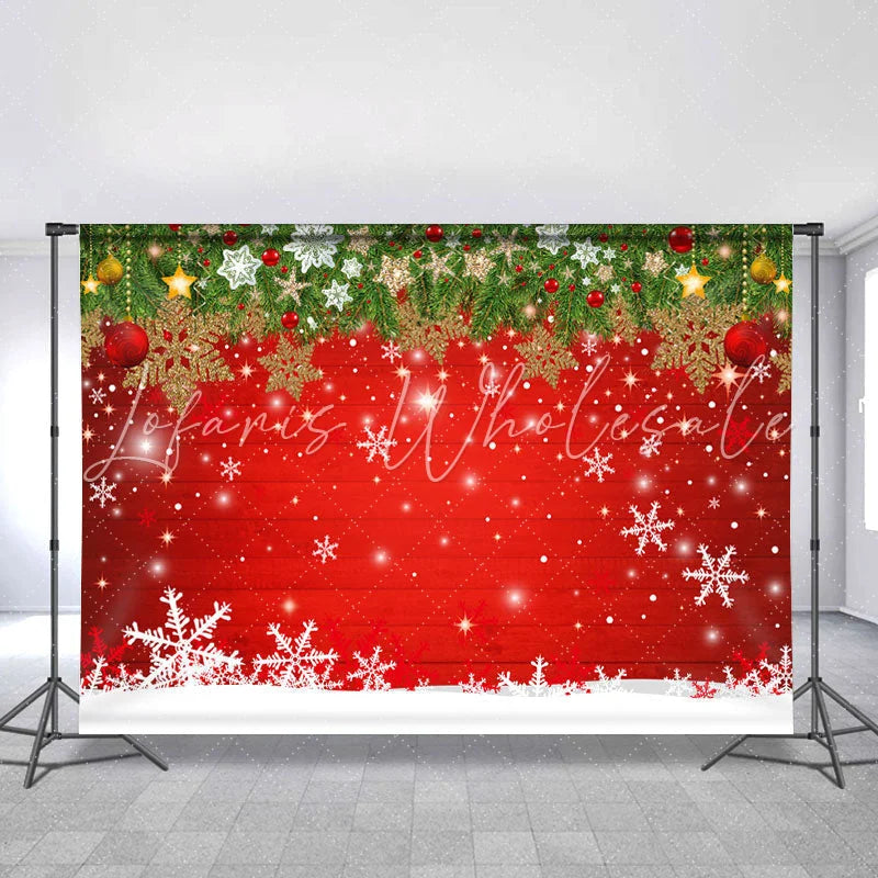 Lofaris Green Trees Decoration And Chrismas Red Wood Backdrop