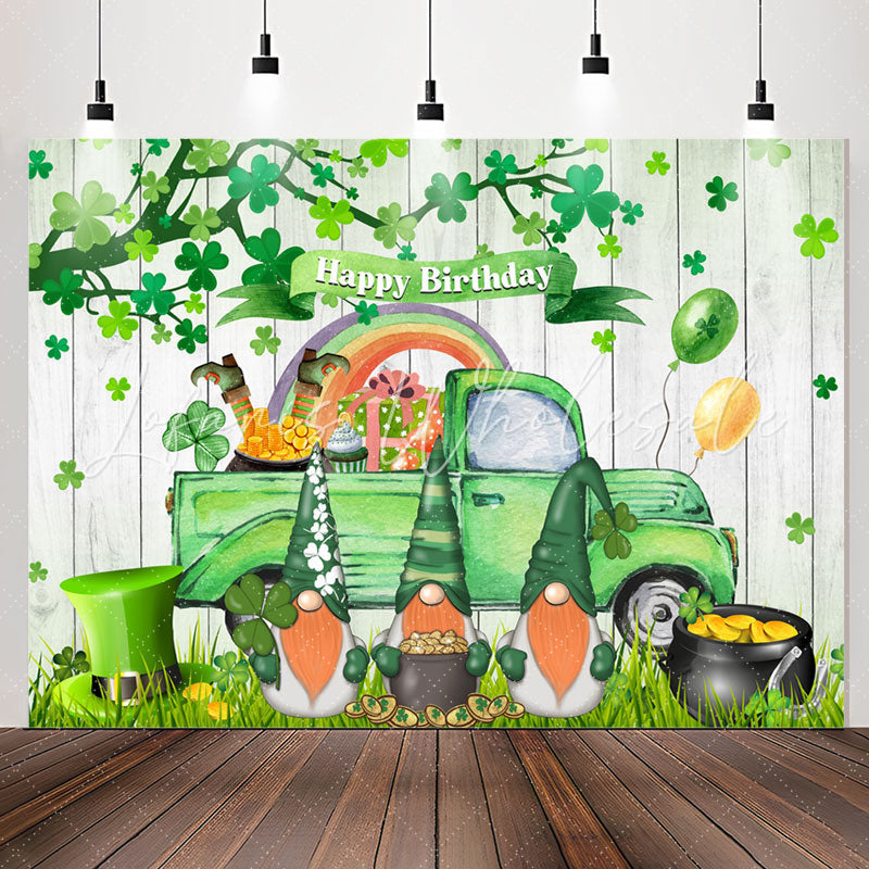 Lofaris Green Truck Dwarf St Patricks Birthday Backdrop