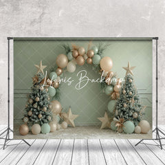 Lofaris Green Wall Arch Balloon Star Christmas Tree Backdrop