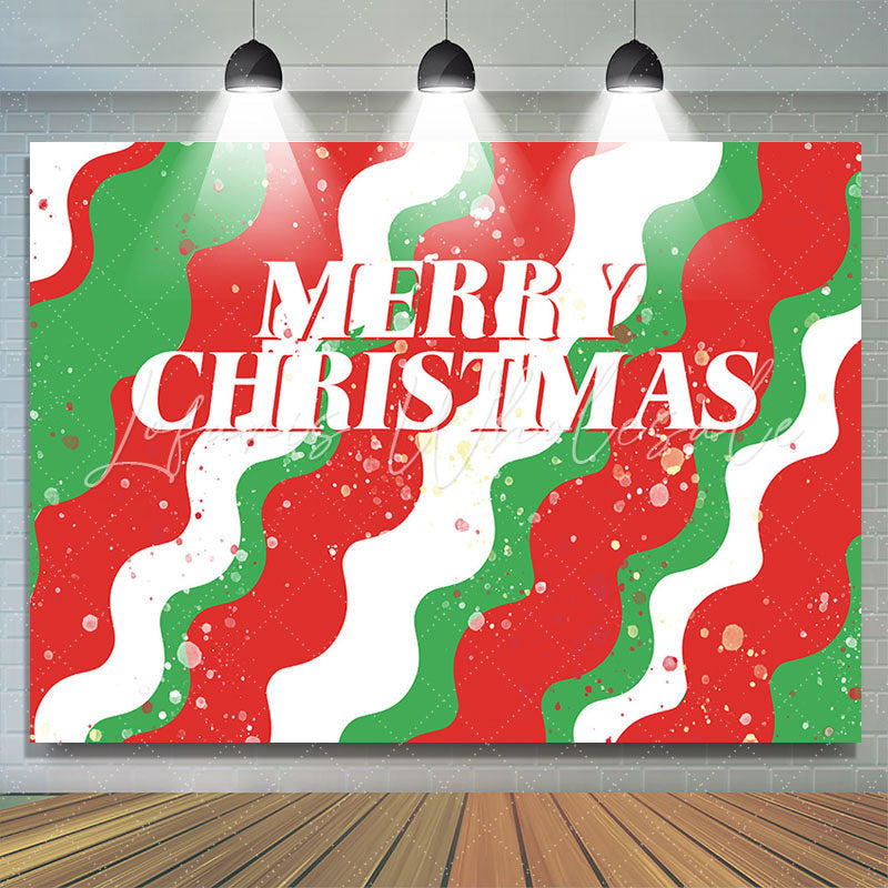 Lofaris Green White Red Wave Dots Merry Christmas Backdrop