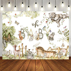 Lofaris Green Woodland Wild Floral Baby Shower Backdrop