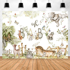 Lofaris Green Woodland Wild Floral Baby Shower Backdrop