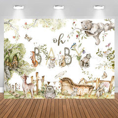 Lofaris Green Woodland Wild Floral Baby Shower Backdrop