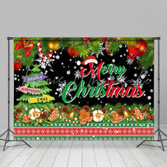 Lofaris Green Xmas Tree Gingerbread Merry Christmas Backdrop