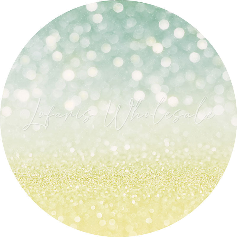 Lofaris Green Yellow Glitter Bokeh Birthday Round Backdrops