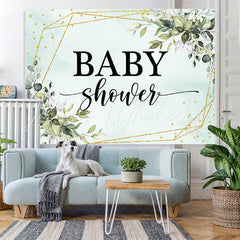 Lofaris Greenery Geometric Leaves Gold Glitter Baby Shower Backdrop