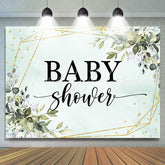 Lofaris Greenery Geometric Leaves Gold Glitter Baby Shower Backdrop