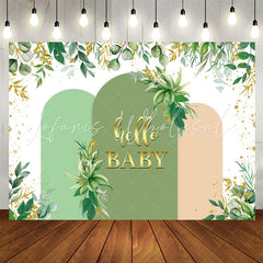 Lofaris Greenery Glitter Hello Backdrop For Baby Shower
