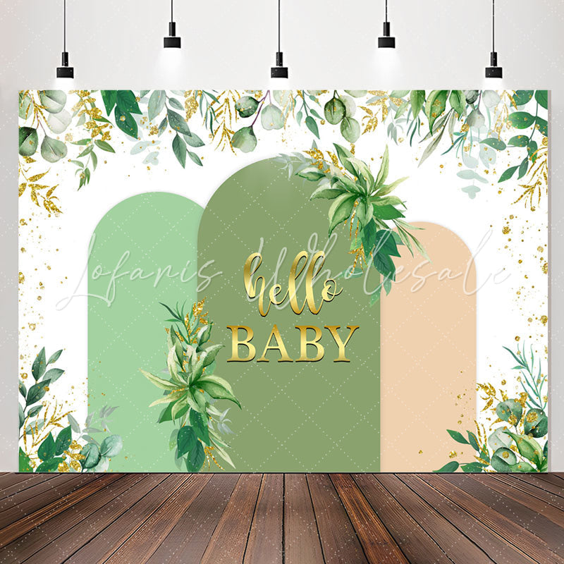Lofaris Greenery Glitter Hello Backdrop For Baby Shower