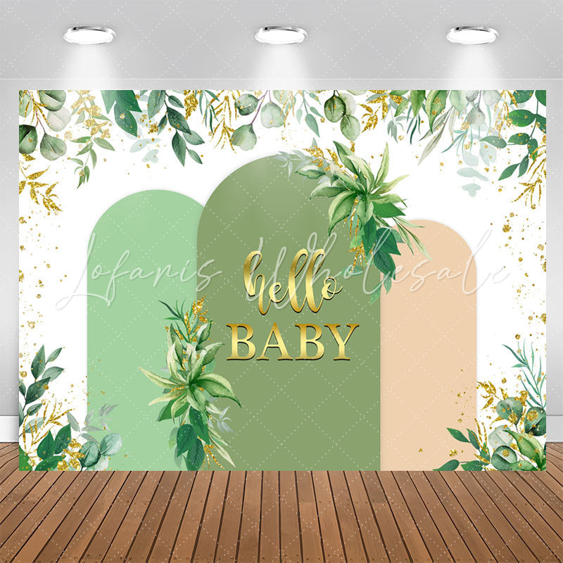 Lofaris Greenery Glitter Hello Backdrop For Baby Shower