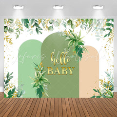 Lofaris Greenery Glitter Hello Backdrop For Baby Shower