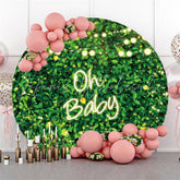 Lofaris Greenery Leaves Spring Round Baby Shower Backdrop