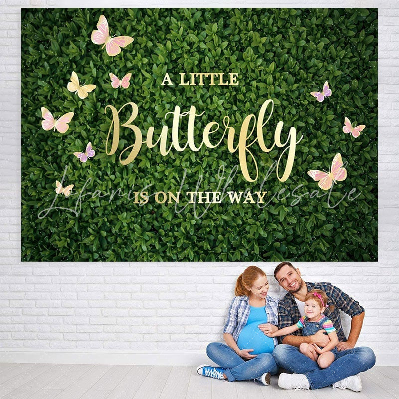 Lofaris Greenery Pink Butterfly Baby Shower Backdrop for Girl