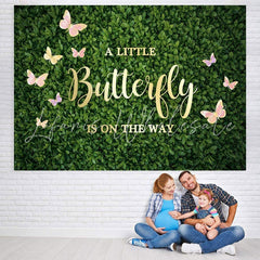 Lofaris Greenery Pink Butterfly Baby Shower Backdrop for Girl