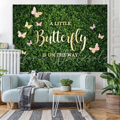 Lofaris Greenery Pink Butterfly Baby Shower Backdrop for Girl
