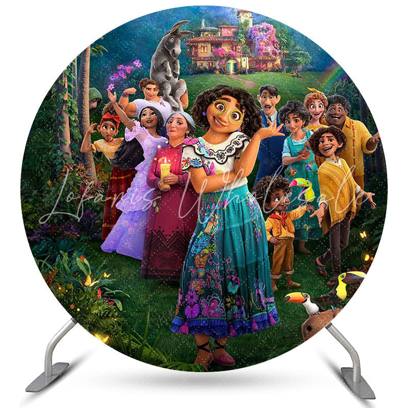 Lofaris Greeny Cartoon Forest Happy Character Birthday Backdrop