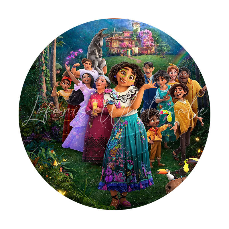 Lofaris Greeny Cartoon Forest Happy Character Birthday Backdrop