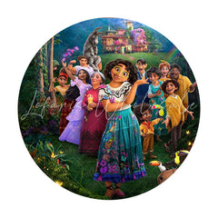 Lofaris Greeny Cartoon Forest Happy Character Birthday Backdrop