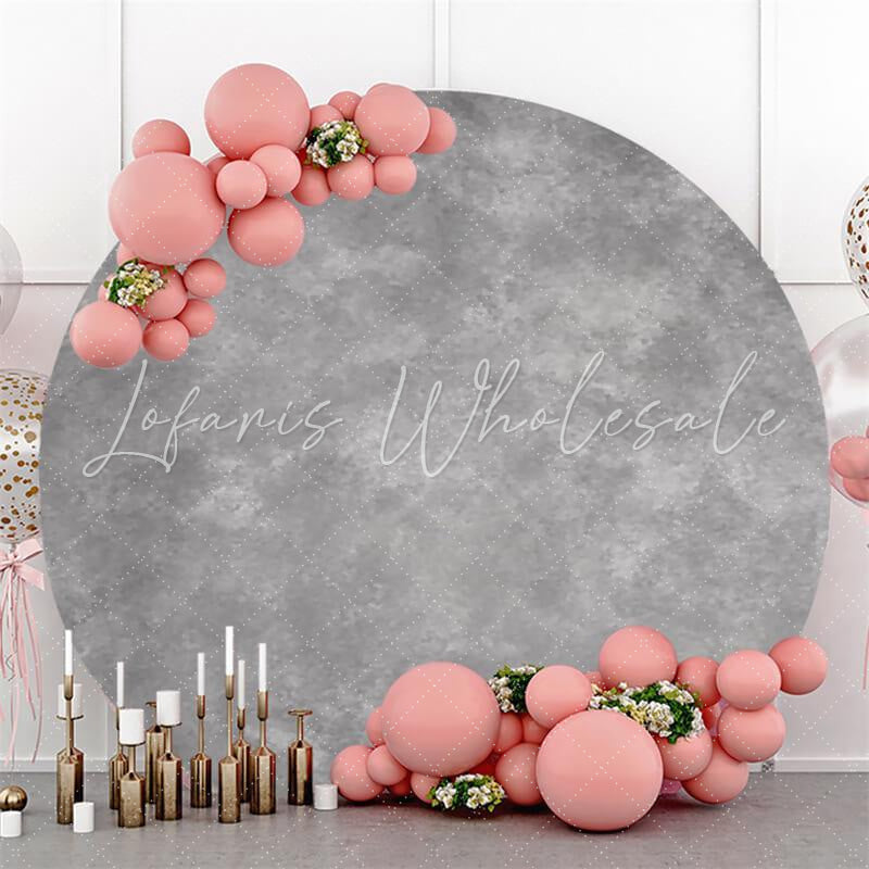 Lofaris Grey Abstract Simple Custom Circle Baby Shower Backdrop