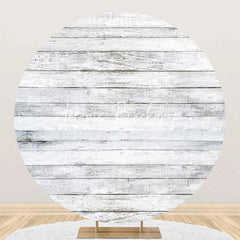 Lofaris Grey And White Artistic Wood Round Birthday Backdrop