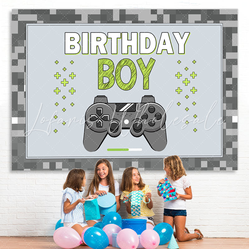 Lofaris Grey Game Machine Happy Birthday Party Backdrop For Boy