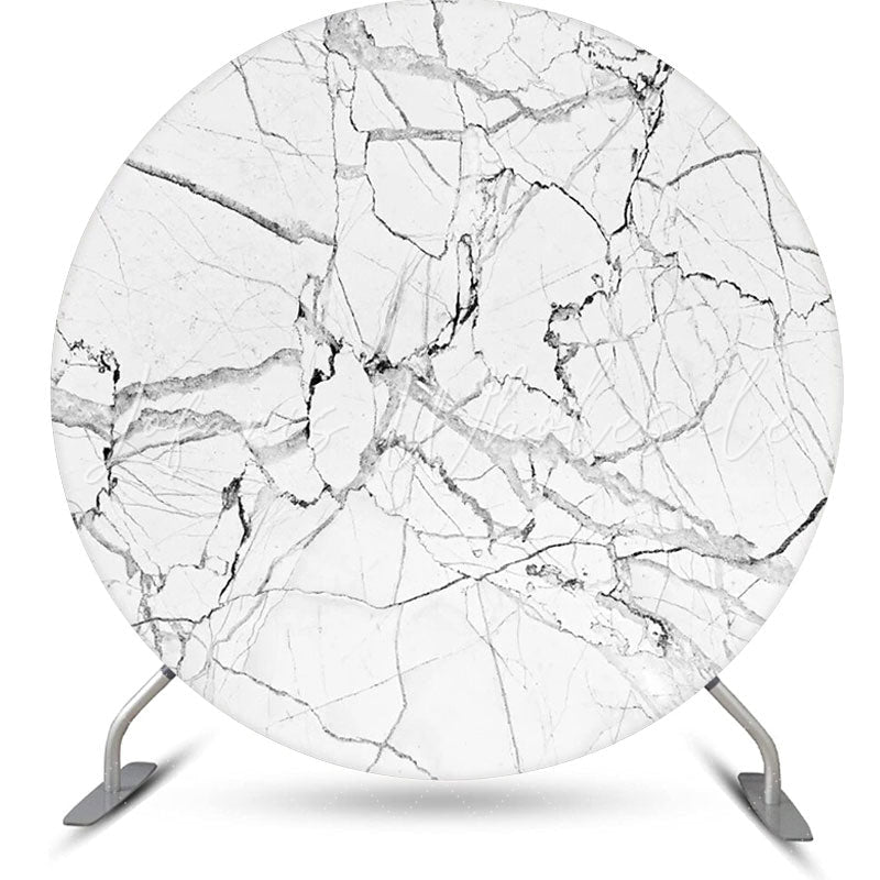 Lofaris Grey Line Marble Abstract Round Birthday Backdrop