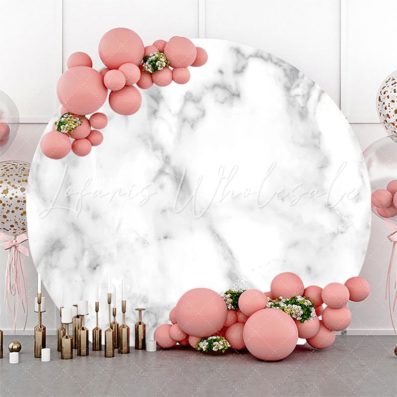 Lofaris Grey Marble Texture White Round Birthday Backdrop